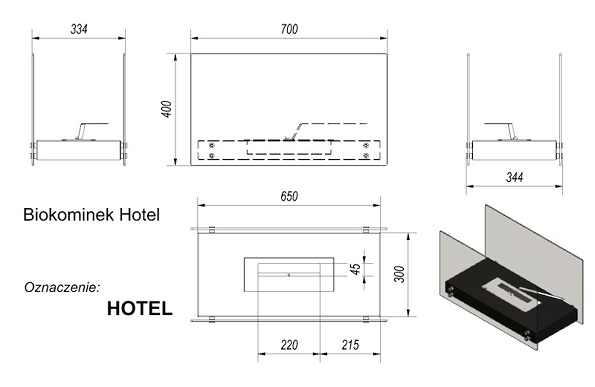Hotel схема и размеры биокамина