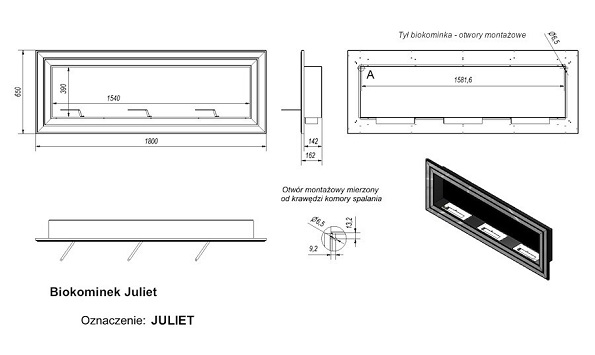 Схема и размеры Juliet 1800х650